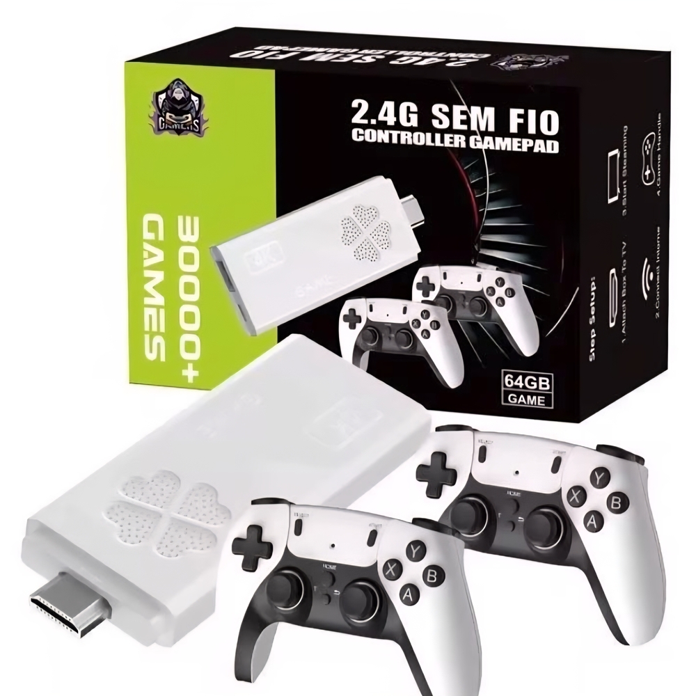 Wireless Game Console with Dual Controllers - White
